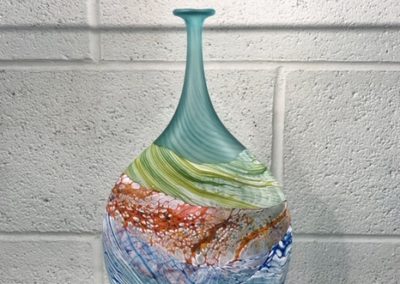 Thomas Petit Glass - Sea Shore - Waves - Medium Flattened Flask