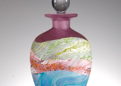 Thomas Petit Glass. Sea Shore - Amethyst. Medium and Small Round Stoppered Bottle