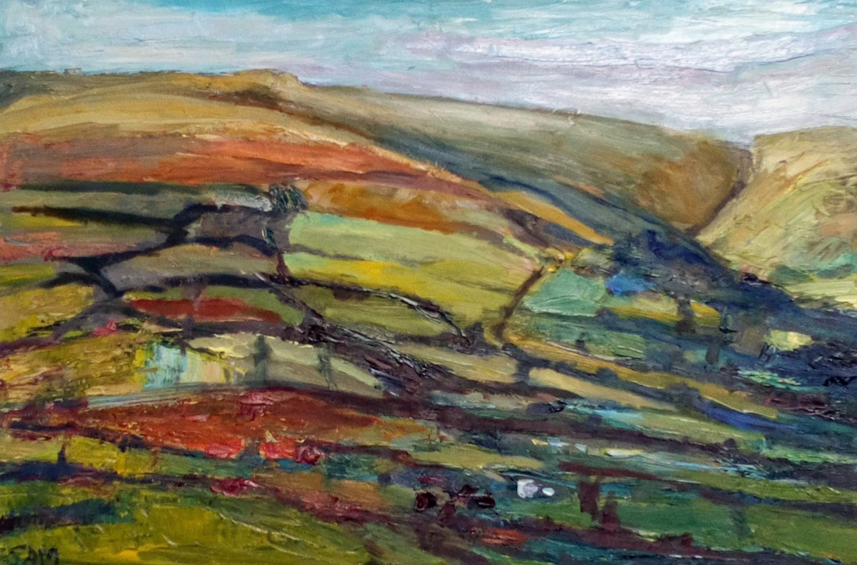 From Mam Tor Towards Barber Booth Sarah Morley 2019 oil