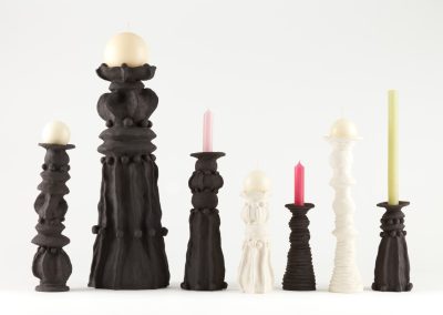 Baluster (candlesticks) Black stoneware and white earthenware 20-50cm high.