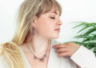 Judith Brown Jewellery Oxidised silver flower inspired jewellery