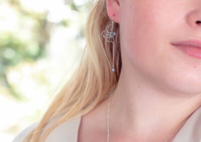 Judith Brown silver and blue flower jewellery