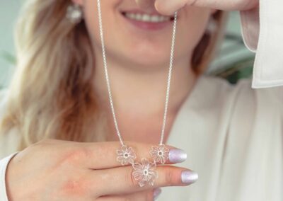 Judith Brown silver wire flower jewellery