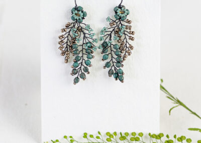 Judith brown cascading leaf earrings in green